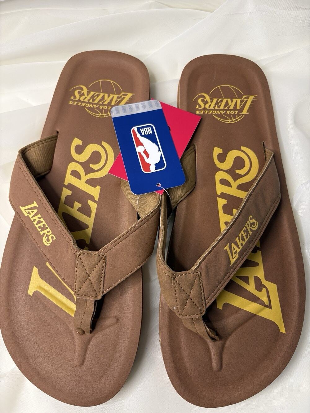 Los Angeles Lakers Flip Flops Mens Comfort Slip On Men's Size XL 13 14